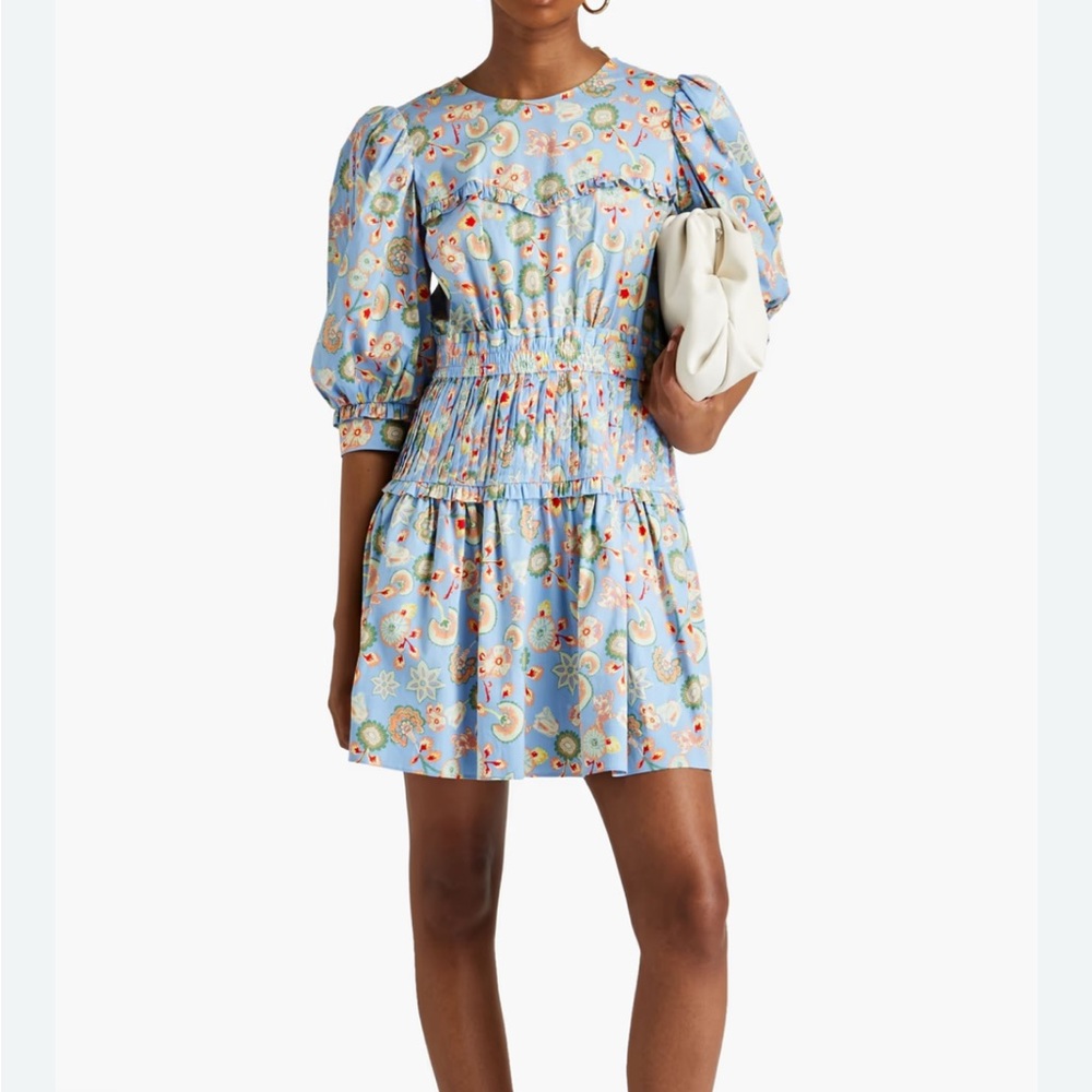 Diane Von Furstenberg Pastel Blue Patterned Mini Dress